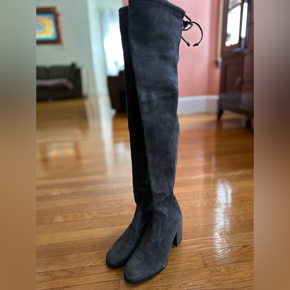 Stuart Weitzman Tieland Slate Suede Size 5